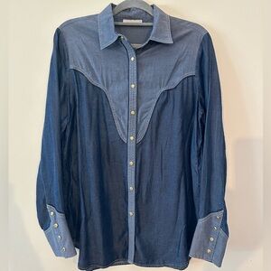 Sonia Bogner Denim Snap Button Down Shirt